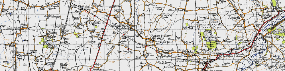 Old map of Pulham St Mary in 1946