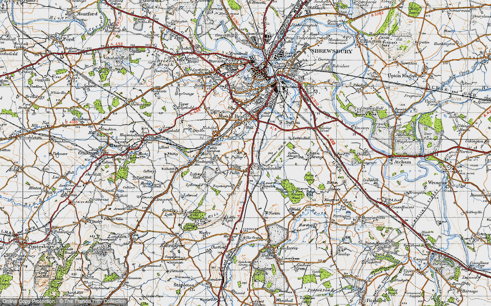 Old Map of Historic Map covering Burgs, The in 1947