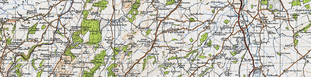 Old map of Pulverbatch in 1947