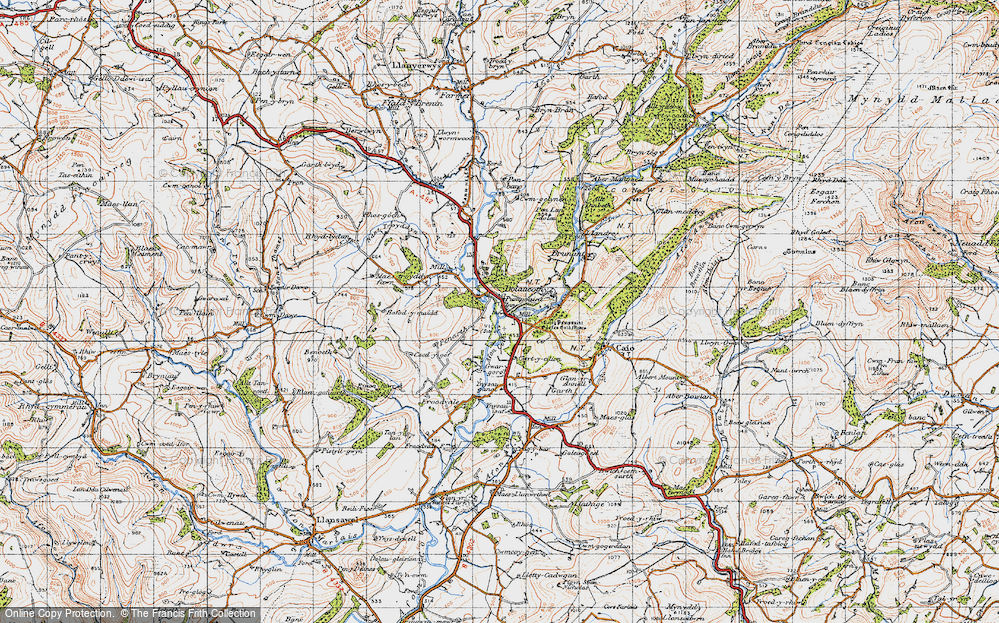 Old Map of Pumsaint, 1947 in 1947