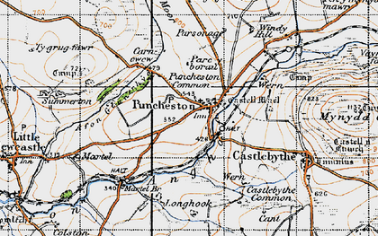 Old map of Afon Anghof in 1946