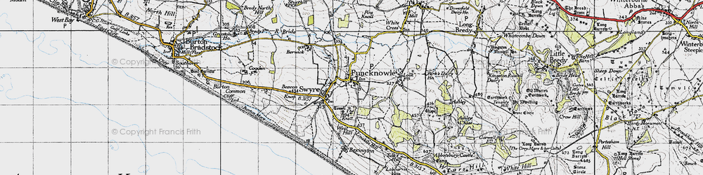 Old map of Puncknowle in 1945