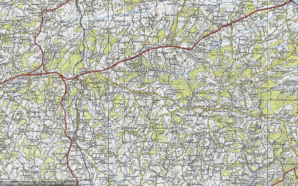 Old Map of Historic Map covering Bingletts Wood in 1940