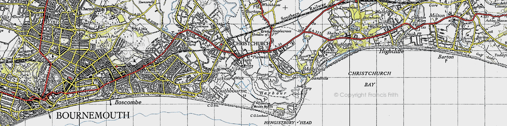 Old map of Purewell in 1940