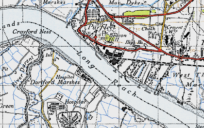 Old map of Purfleet in 1946