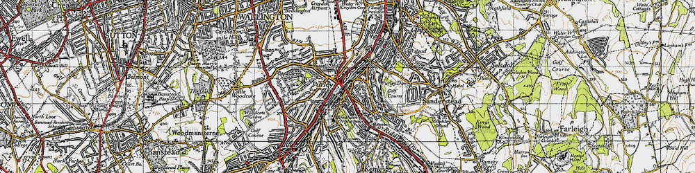 Old map of Purley in 1946