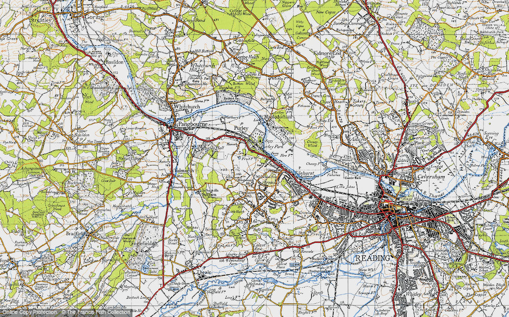 Old Map of Historic Map covering Tilehurst Sta in 1947