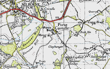 Old map of Purse Caundle in 1945