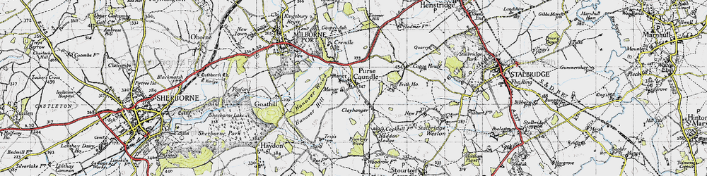 Old map of Purse Caundle in 1945