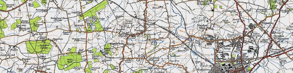 Old map of Purton in 1947