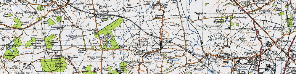 Old map of Purton Common in 1947