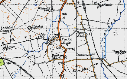 Old map of Purton Stoke in 1947