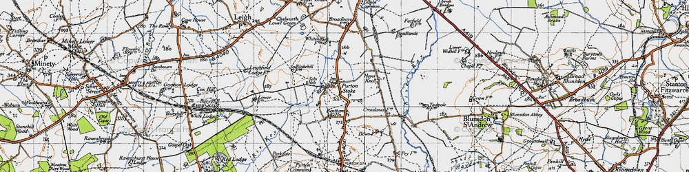 Old map of Purton Stoke in 1947
