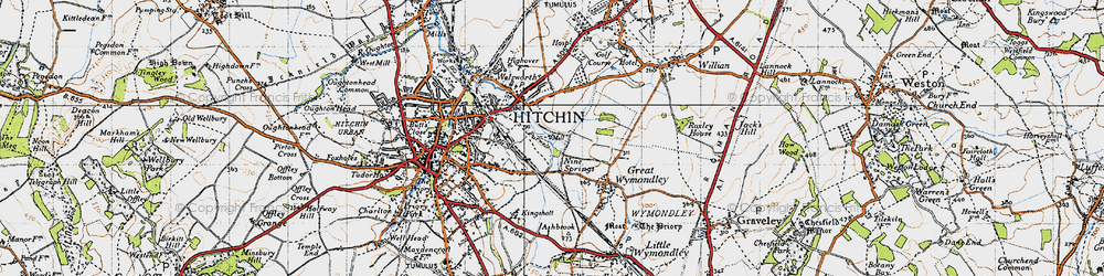 Old map of Purwell in 1946