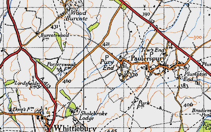 Old map of Pury End in 1946