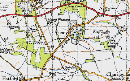 Old map of Pusey in 1947