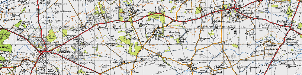 Old map of Pusey in 1947