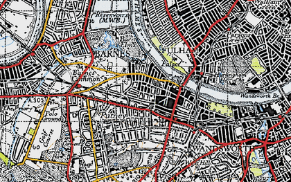 Old map of Putney in 1945