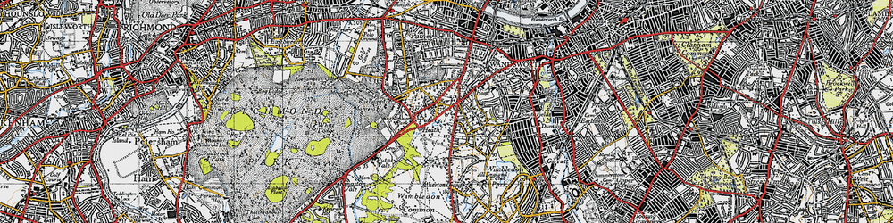 Old map of Putney Heath in 1945