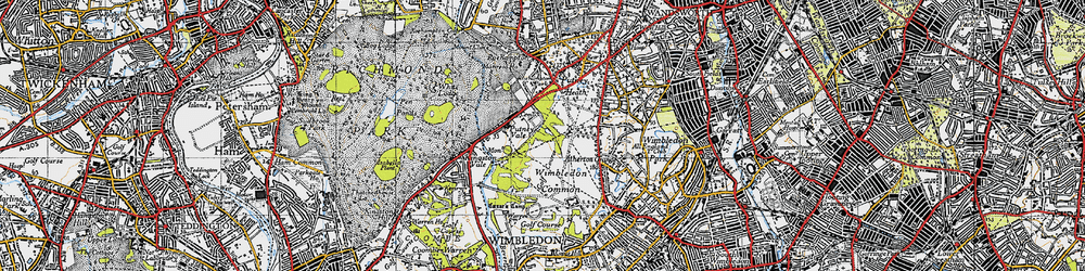 Old map of Wimbledon Common in 1945