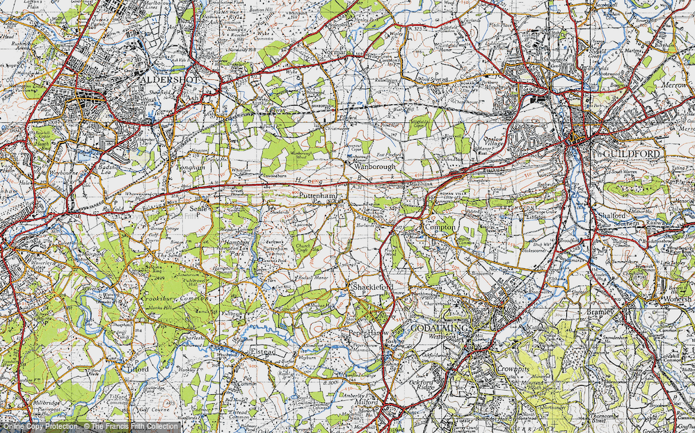 Old Map of Historic Map covering Lascombe in 1940