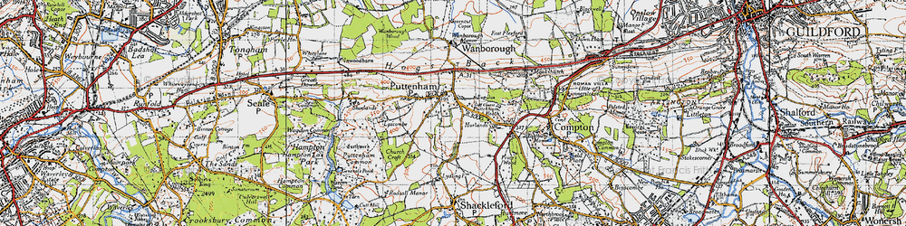 Old map of Puttenham in 1940