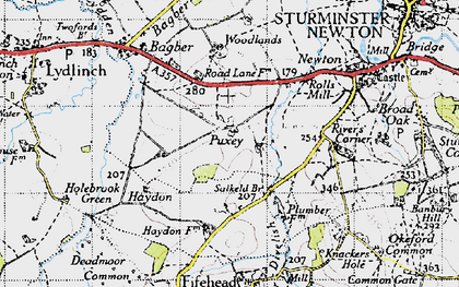 Old map of Puxey in 1945