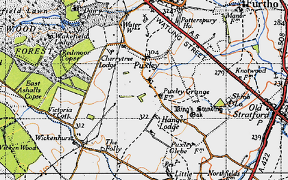 Old map of Puxley in 1946