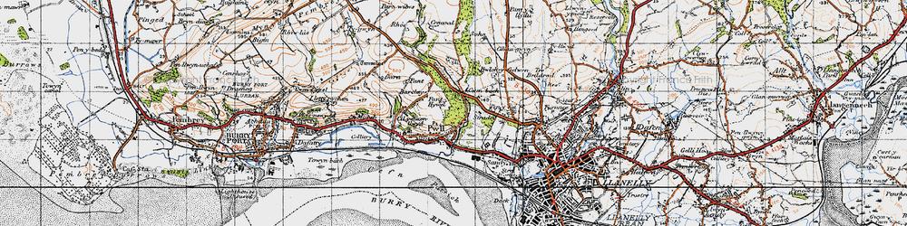 Old map of Afon Dulais in 1946