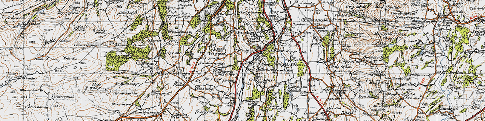 Old map of Pwll-glâs in 1947