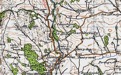 Old map of Pwllgloyw in 1947