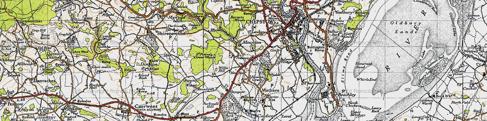 Old map of Pwllmeyric in 1946