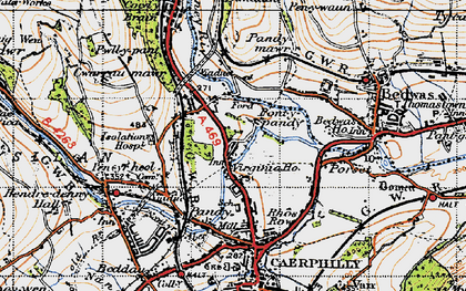 Old map of Pwllypant in 1947