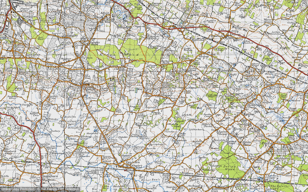 Old Map of Pye Corner, 1940 in 1940