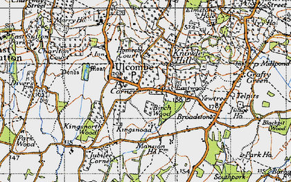 Old map of Pye Corner in 1940