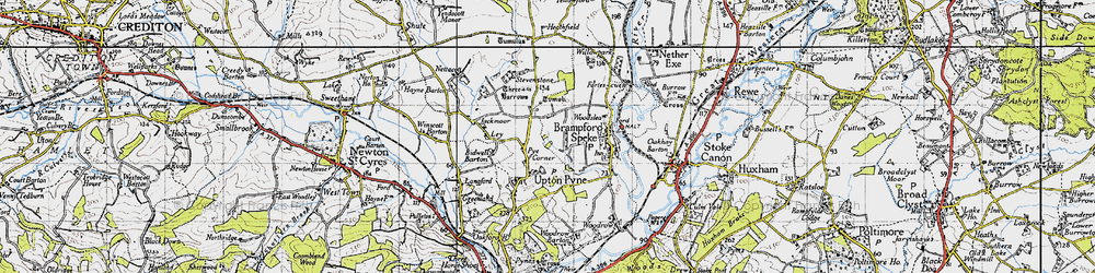Old map of Pye Corner in 1946