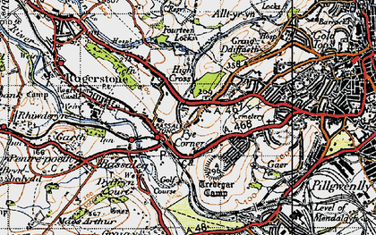 Old map of Pye Corner in 1947
