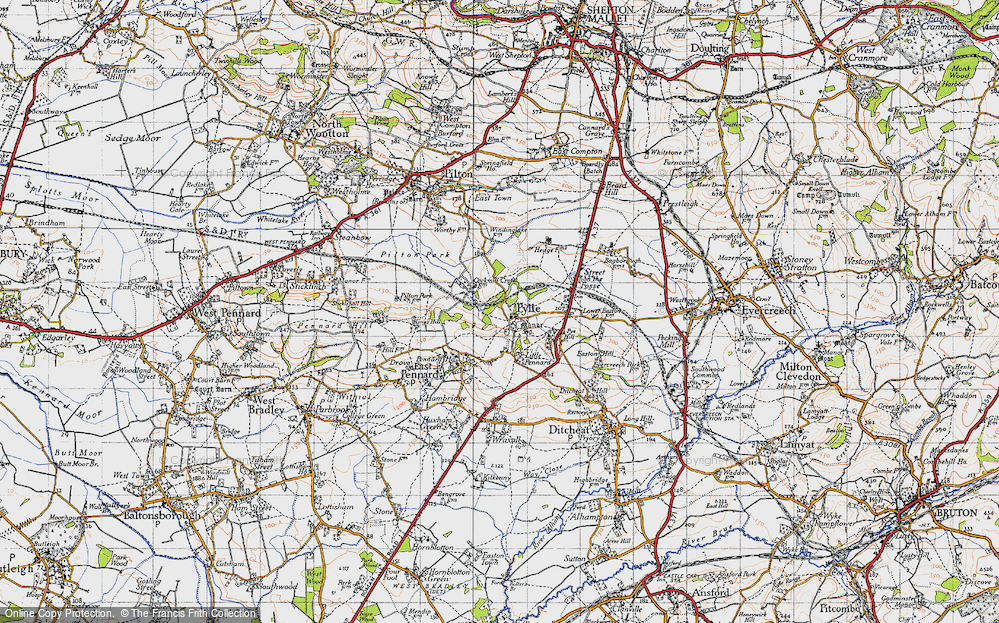 Old Map of Pylle, 1946 in 1946