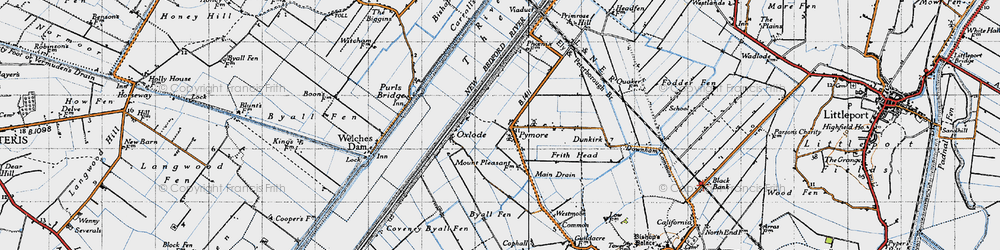 Old map of Pymoor in 1946
