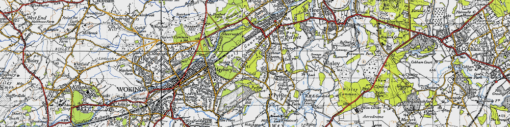 Old map of Pyrford in 1940