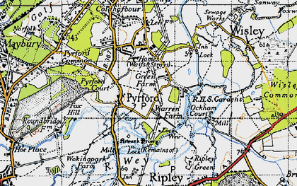 Old map of Pyrford Village in 1940
