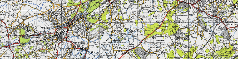Old map of Pyrford Village in 1940