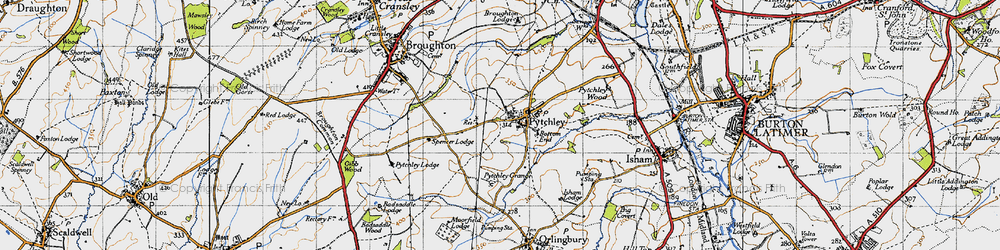 Old map of Pytchley in 1946