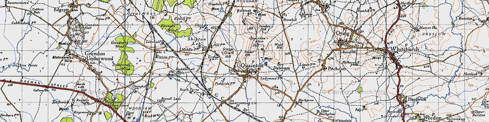 Old map of Quainton in 1946