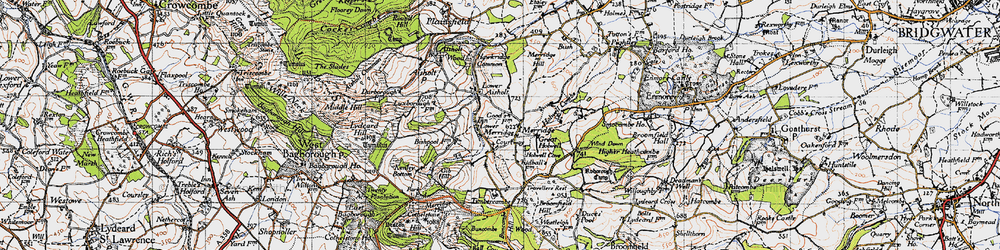 Old map of Quantock Hills in 1946