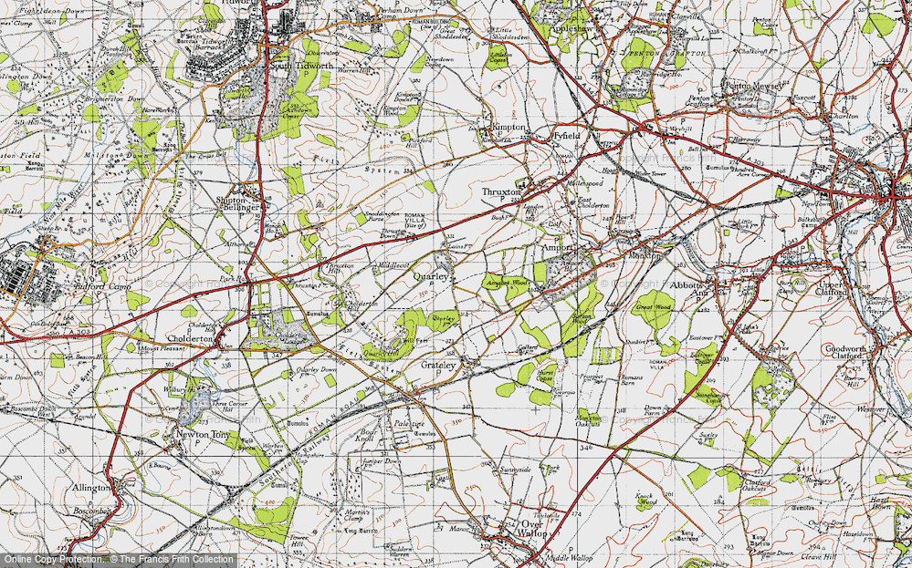 Old Map of Historic Map covering Amport Wood in 1940