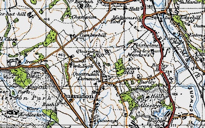 Old map of Quarndon Common in 1946