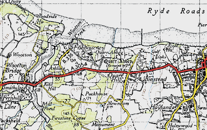 Old map of Quarr Abbey in 1945