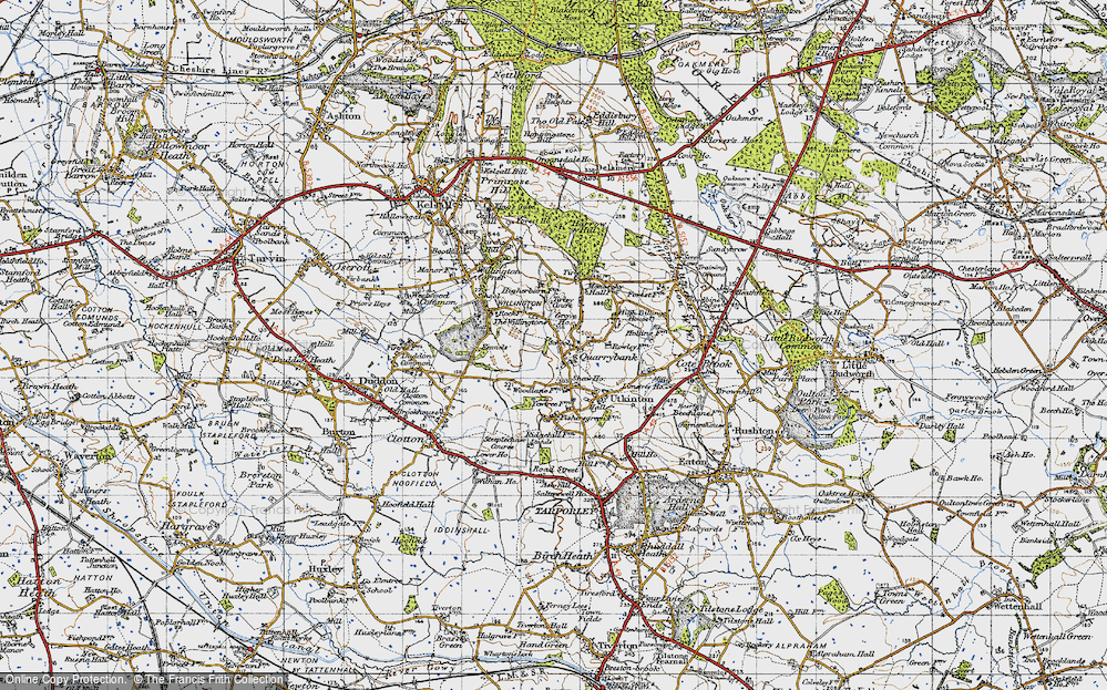 Old Map of Historic Map covering Tirley Garth in 1947