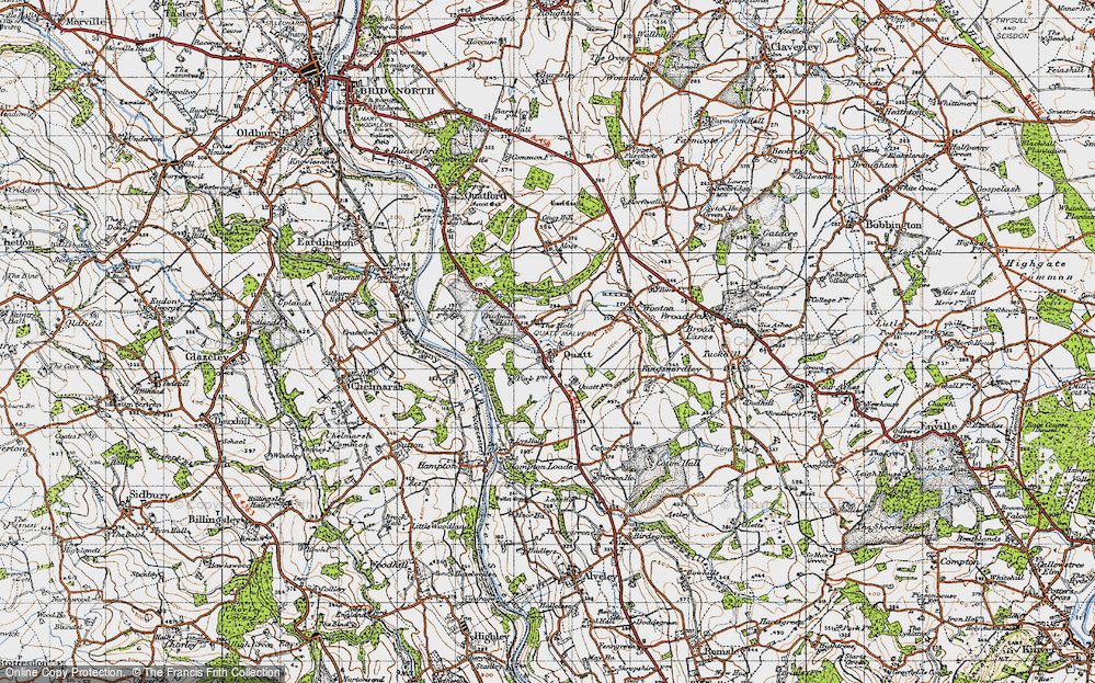 Old Map of Historic Map covering Dudmaston Hall in 1946